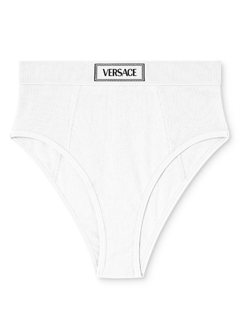 White 90s Vintage Logo Ribbed Briefs