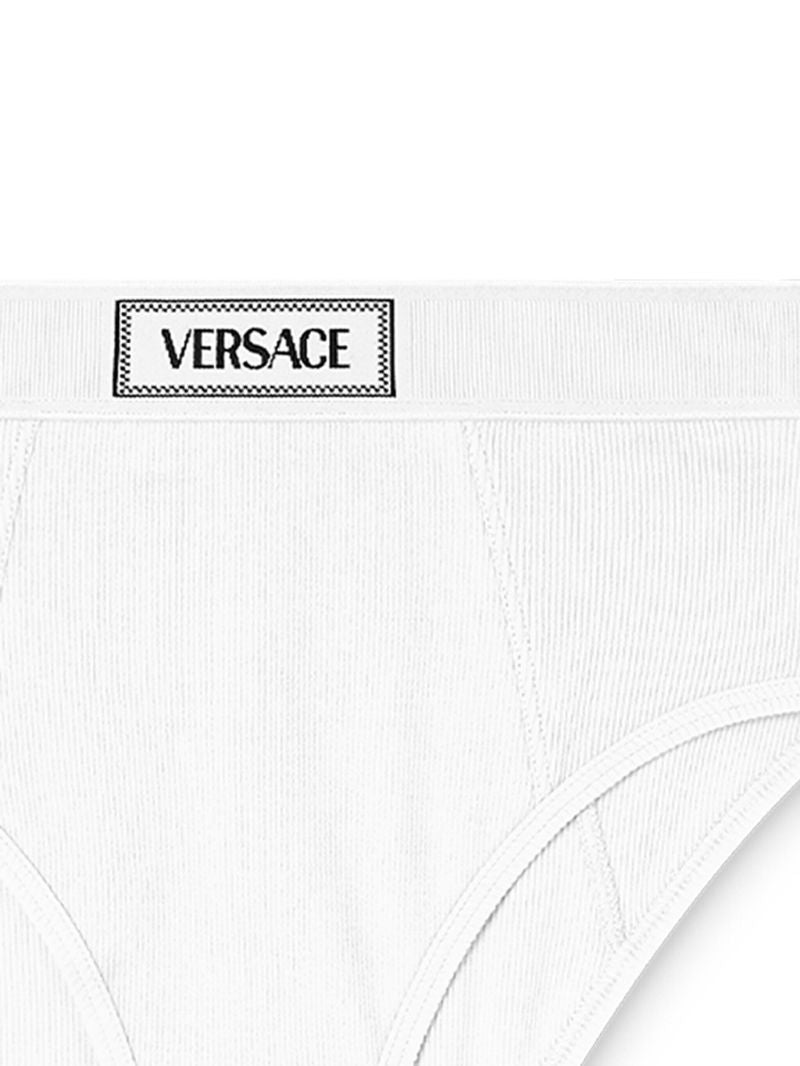 White 90s Vintage Logo Ribbed Briefs