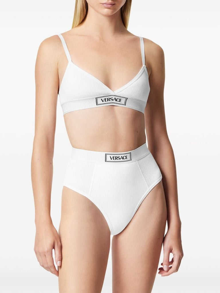 White 90s Vintage Logo Ribbed Briefs
