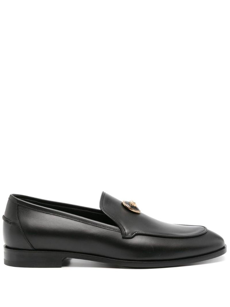 Black Medusa Leather Loafers