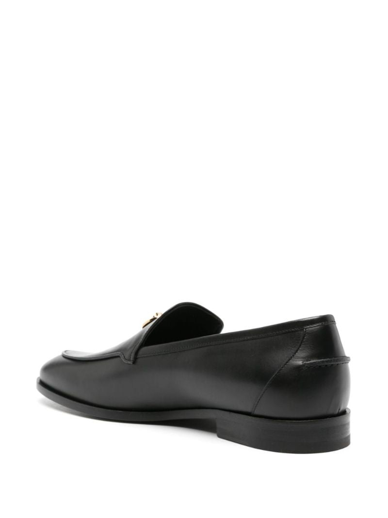 Black Medusa Leather Loafers