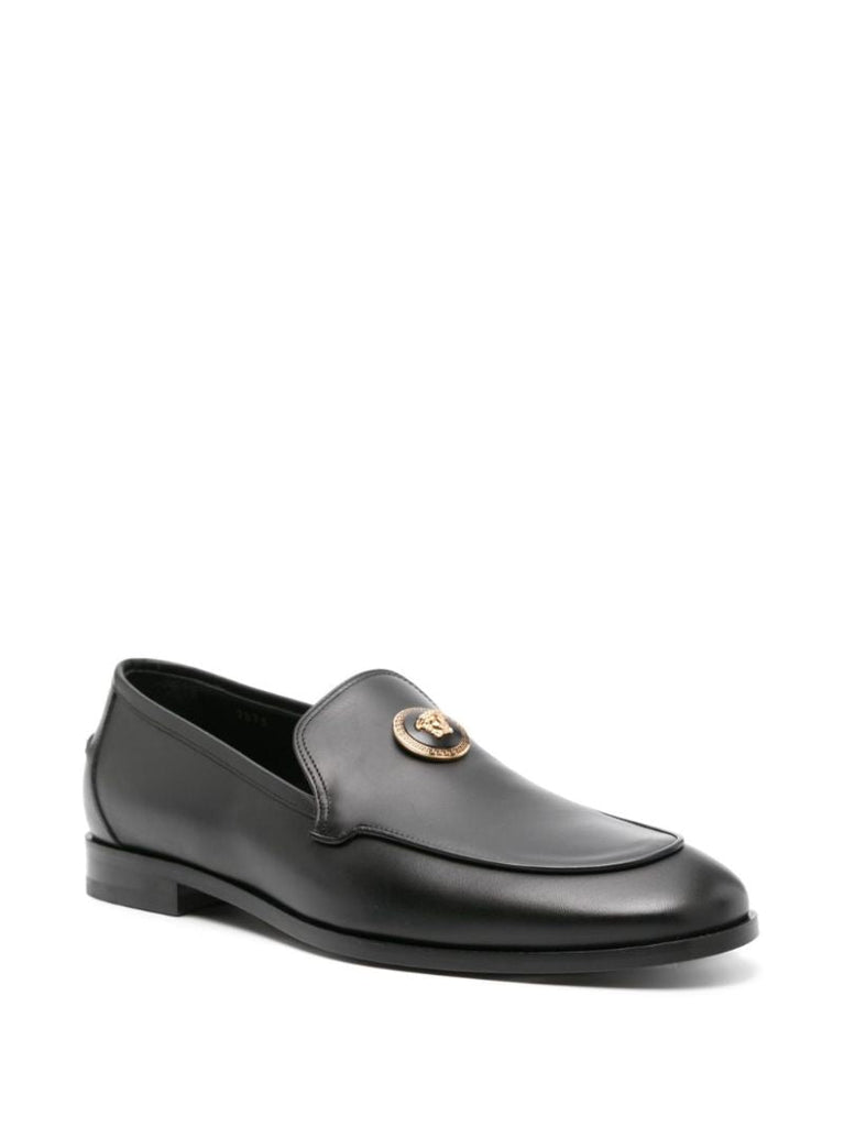 Black Medusa Leather Loafers