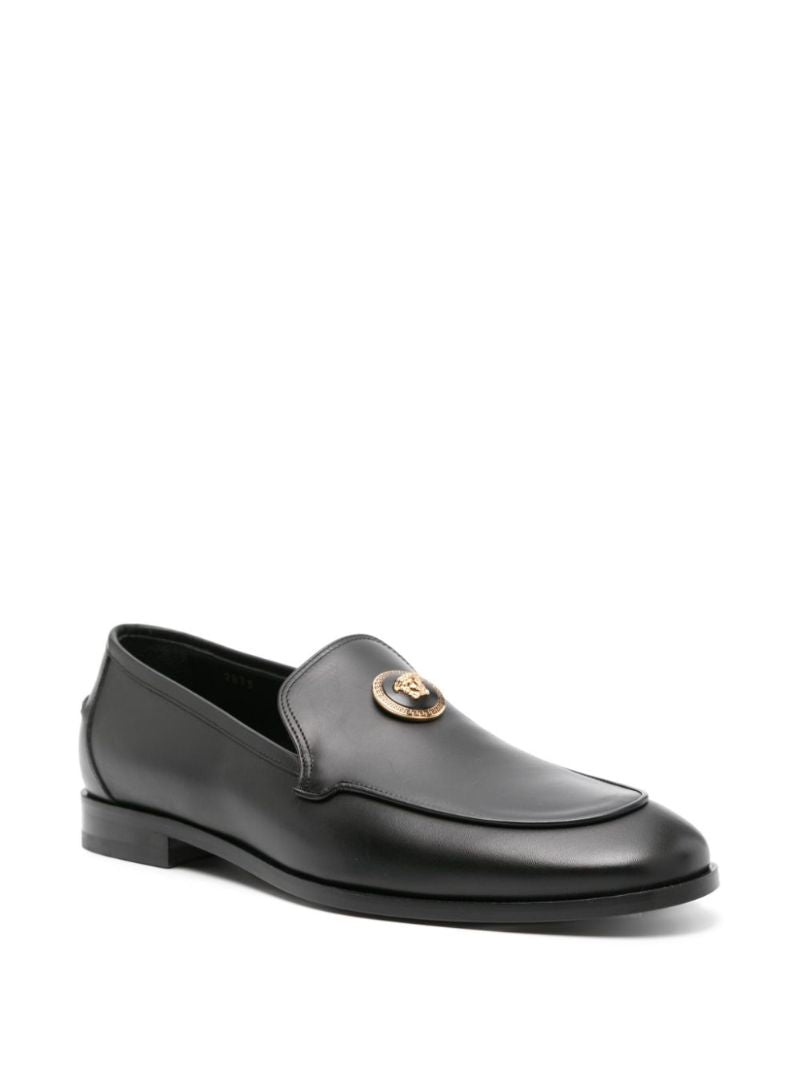Black Medusa Leather Loafers
