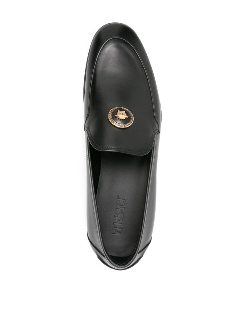 Black Medusa Leather Loafers