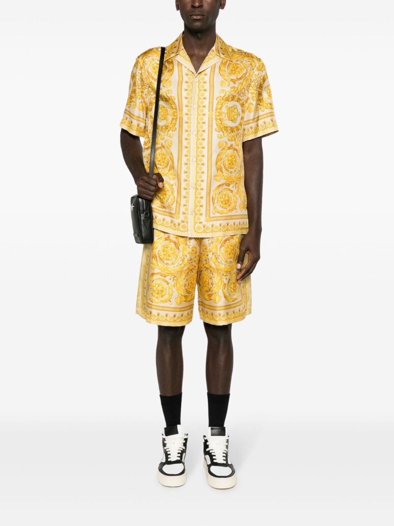 Yellow Barocco-print Silk Shirt