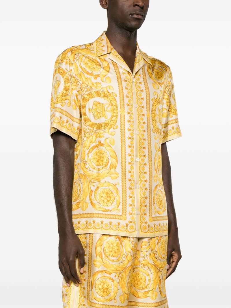 Yellow Barocco-print Silk Shirt