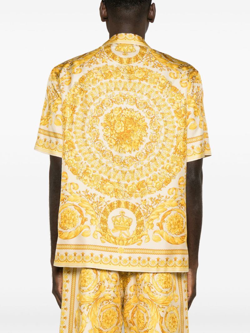 Yellow Barocco-print Silk Shirt