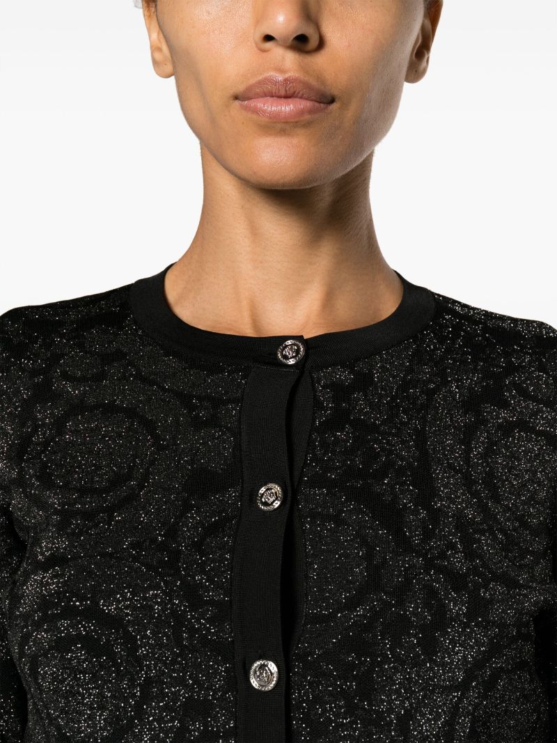 Black Barocco-pattern Cropped Cardigan