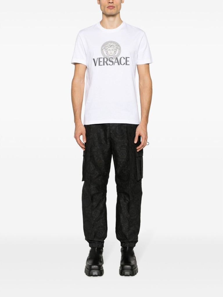 White Medusa Logo Cotton T-shirt