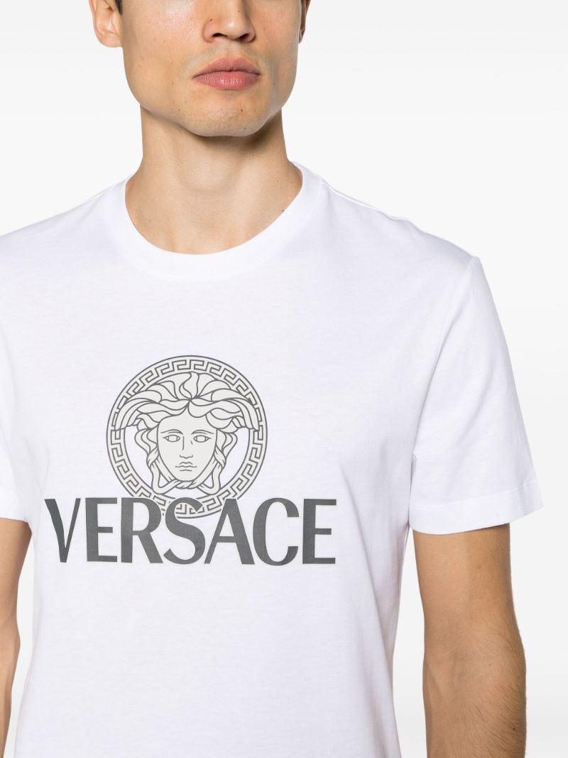 White Medusa Logo Cotton T-shirt