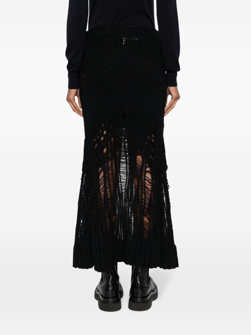 Black Knitted Flared Long Skirt