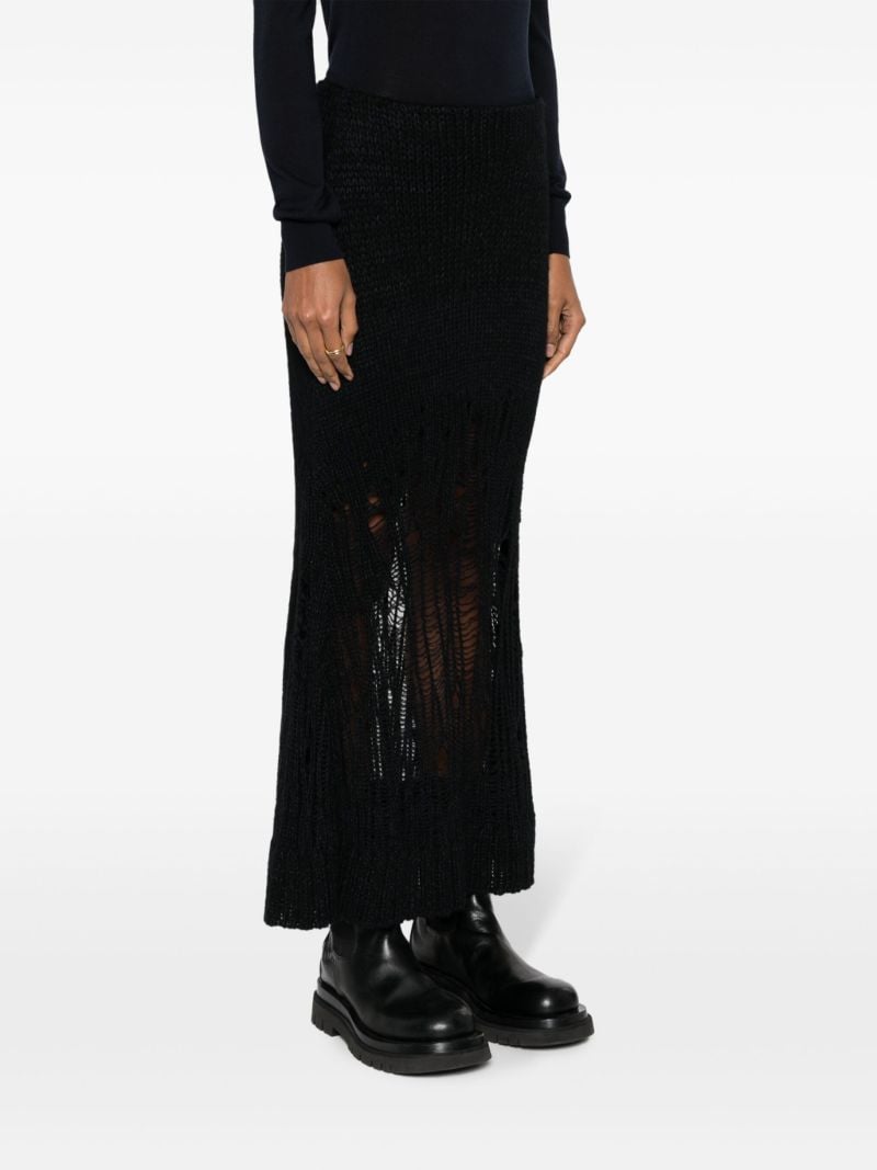 Black Knitted Flared Long Skirt
