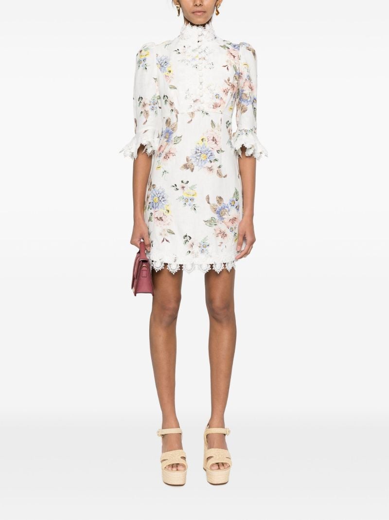 White Floral-print Mini Dress