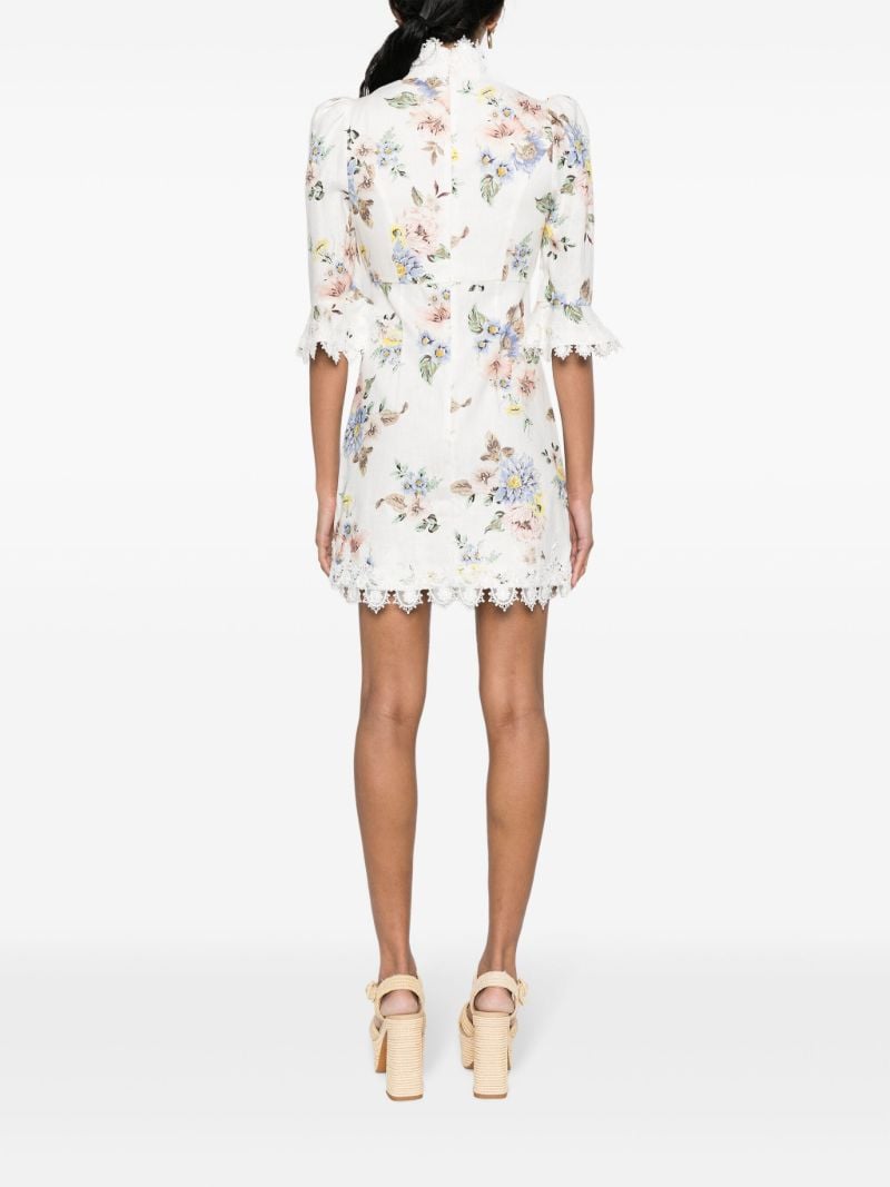 White Floral-print Mini Dress
