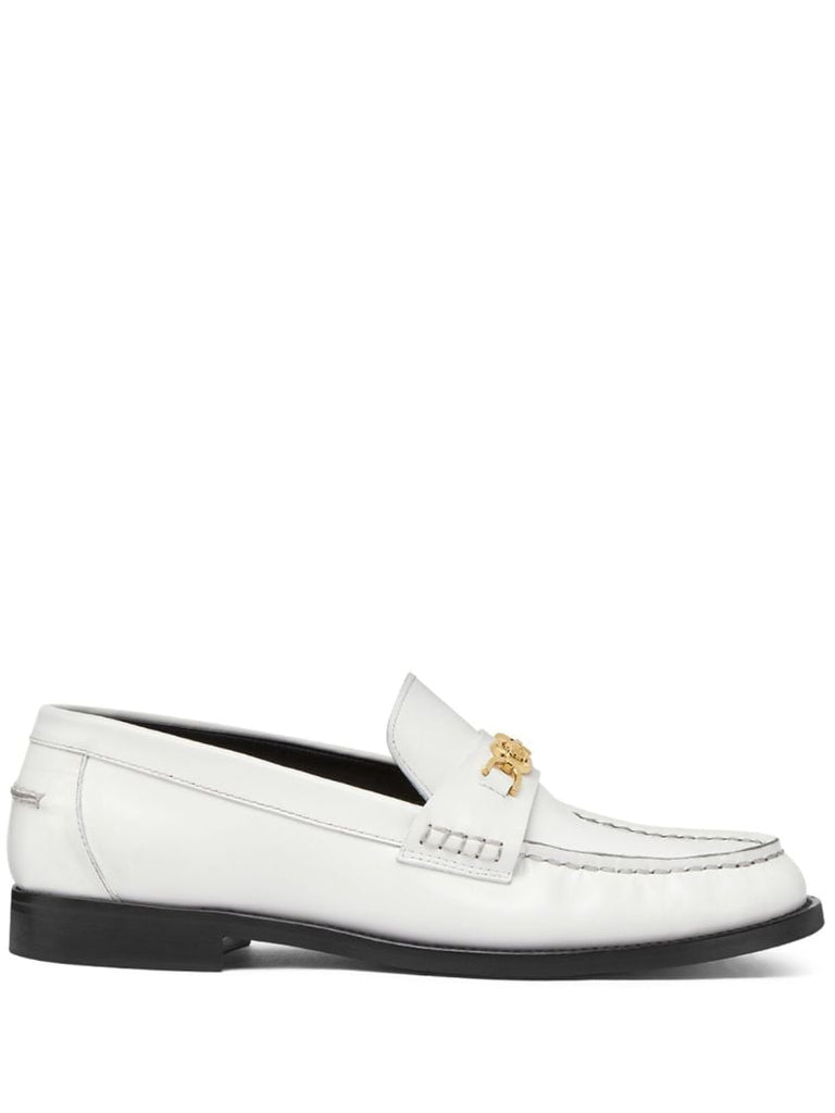 White Medusa Leather Loafers