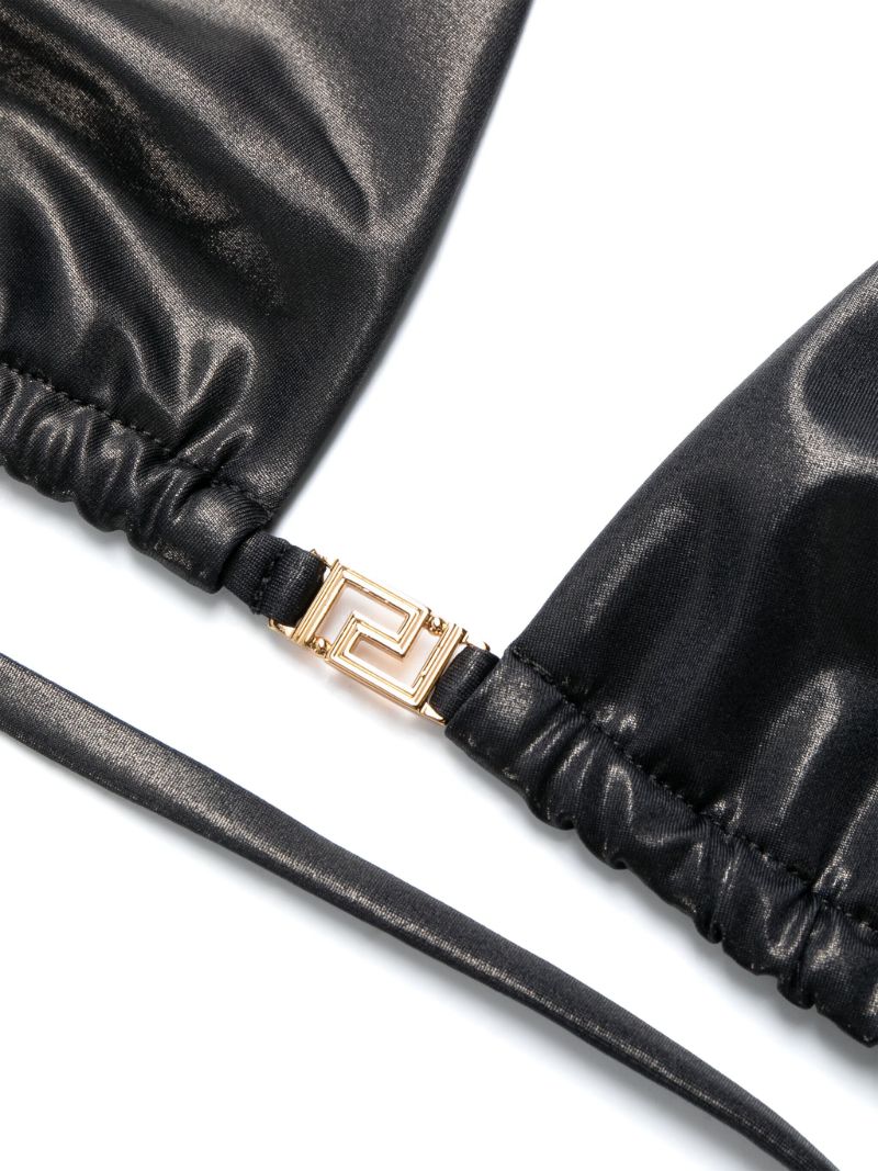 Black Greca Triangle Bikini Top
