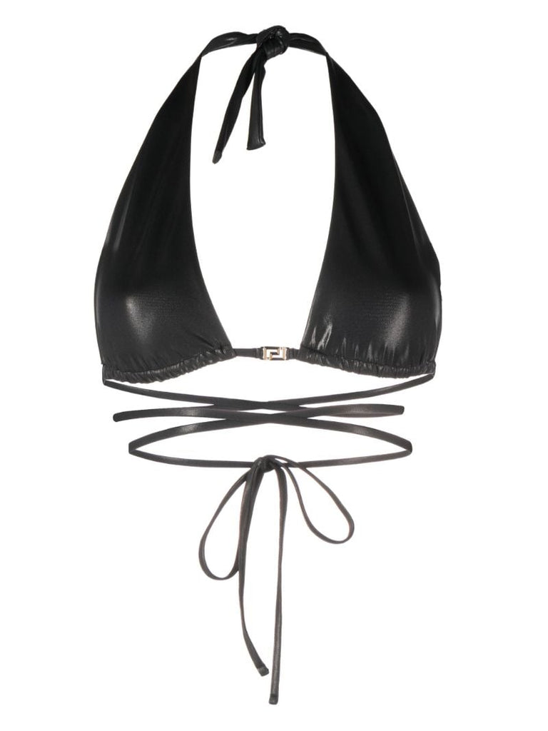 Black Greca Triangle Bikini Top