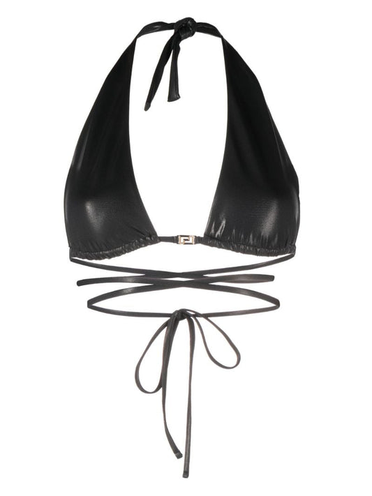 Black Greca Triangle Bikini Top