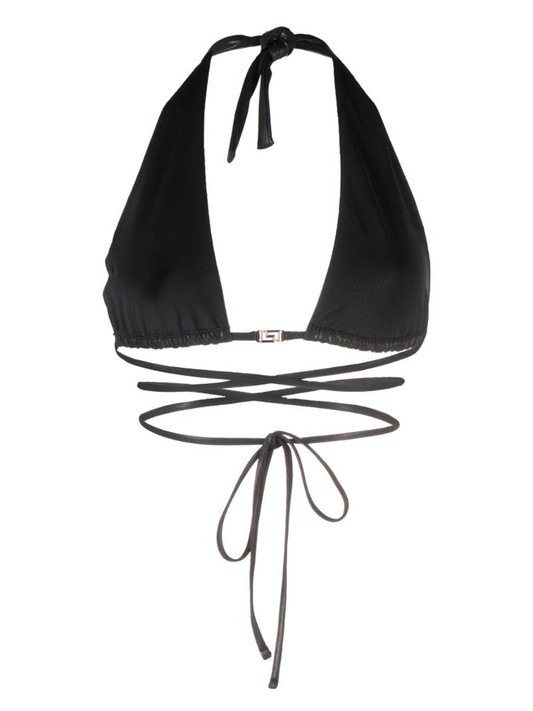 Black Greca Triangle Bikini Top
