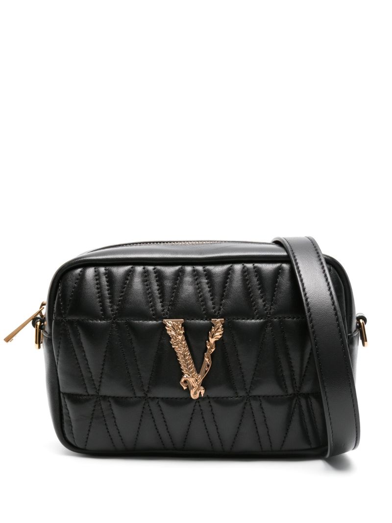 Black Virtus Leather Cross Body Bag