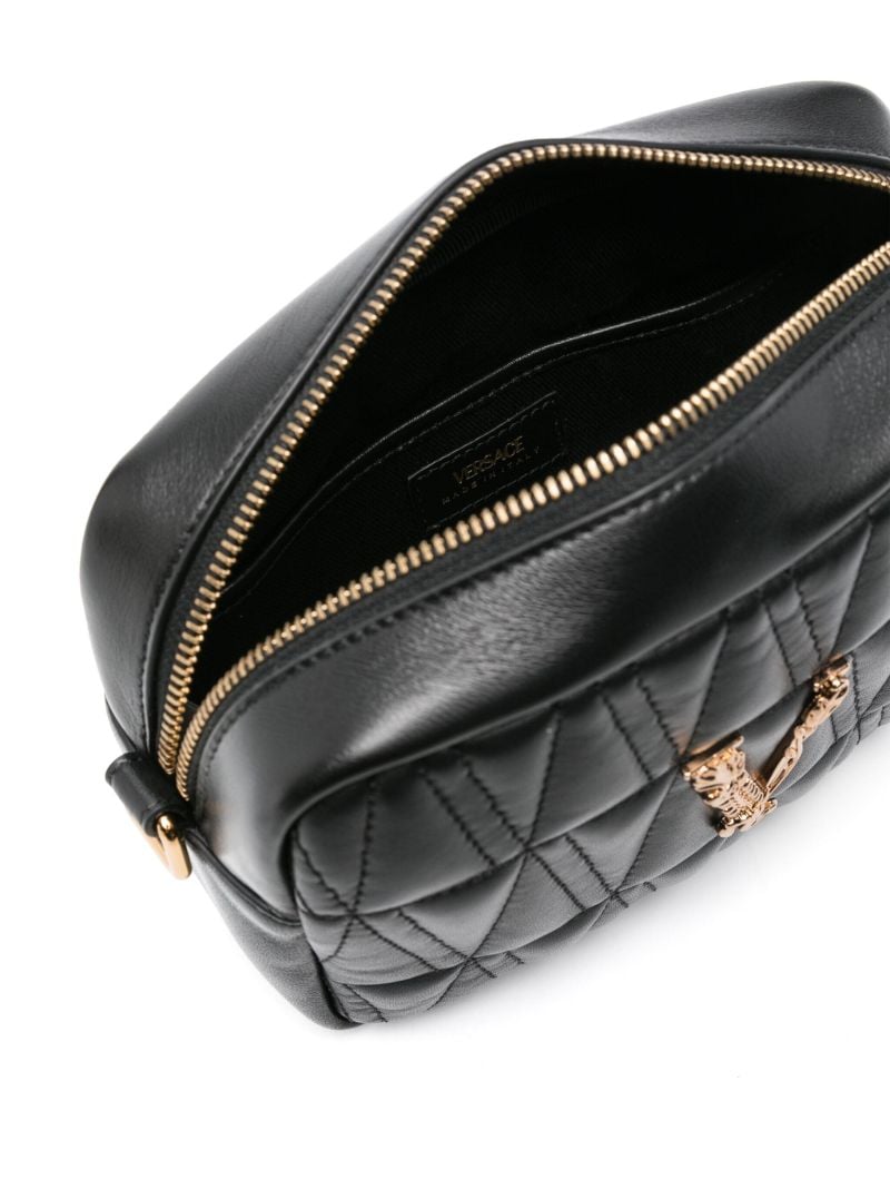 Black Virtus Leather Cross Body Bag