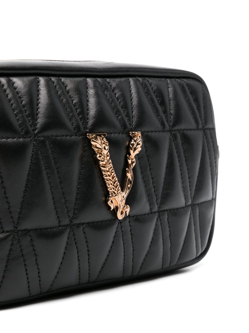 Black Virtus Leather Cross Body Bag