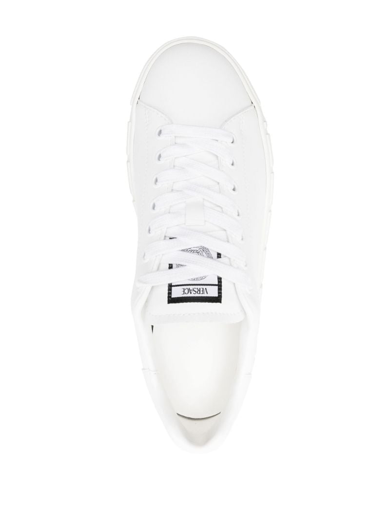 White Greca Faux Leather Sneakers