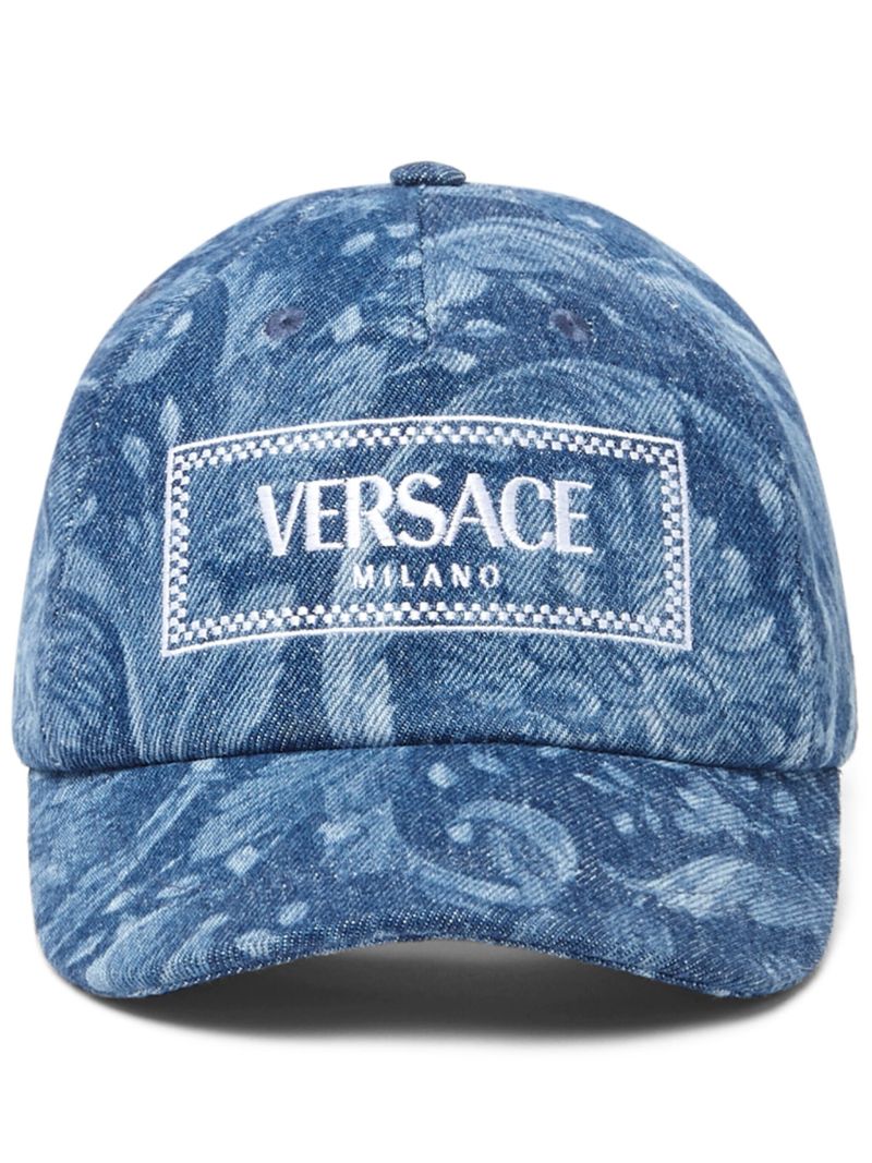 Blue Barocco Denim Logo Baseball Cap