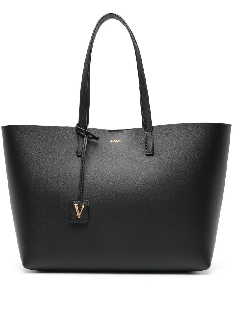 Black Virtus Leather Tote Bag