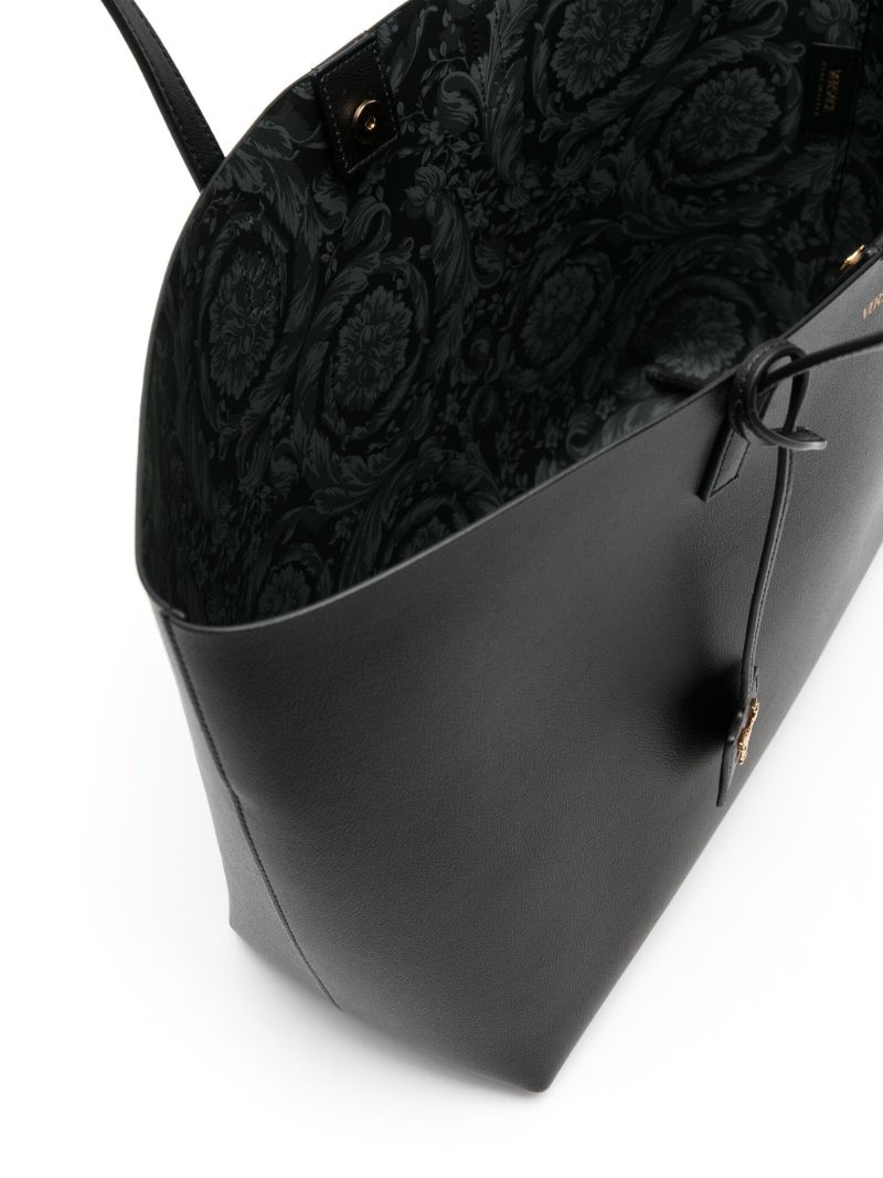 Black Virtus Leather Tote Bag