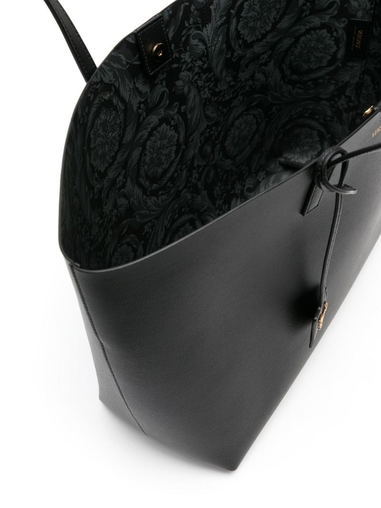 Black Virtus Leather Tote Bag