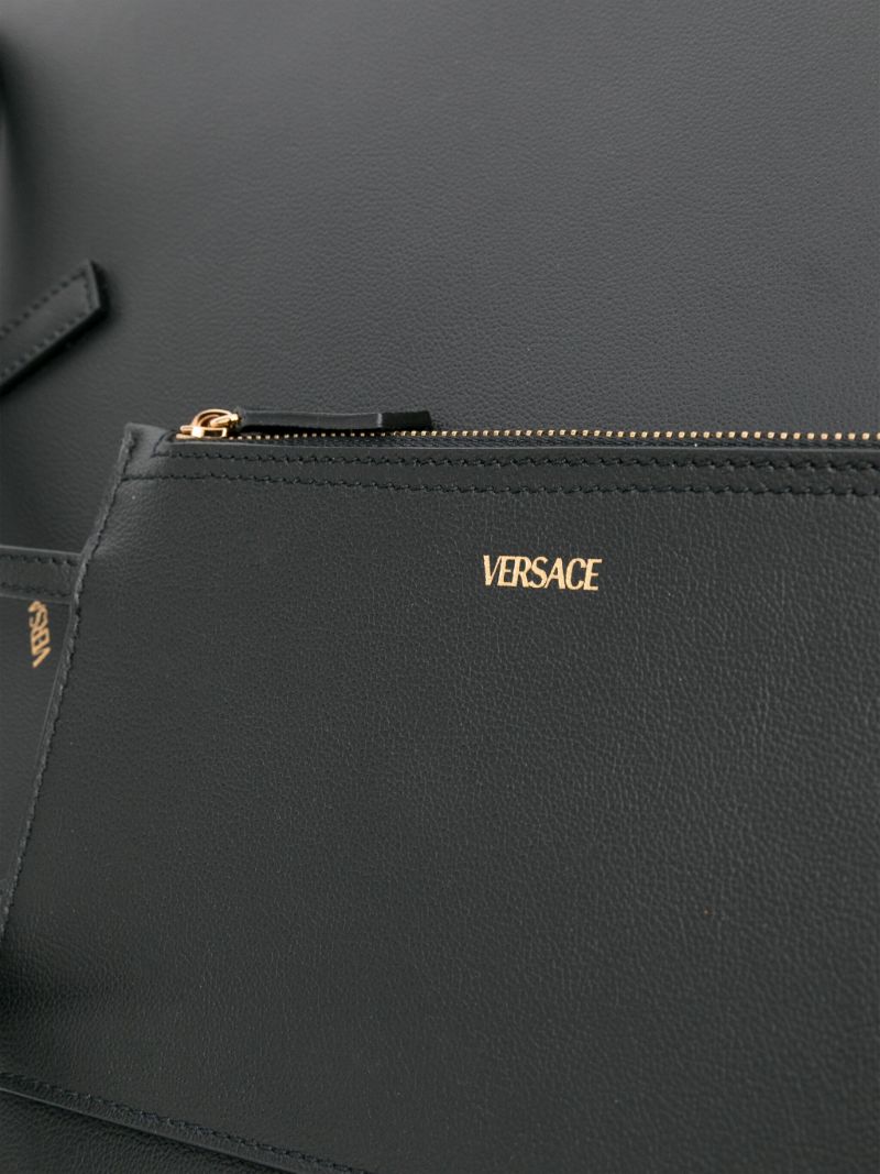 Black Virtus Leather Tote Bag