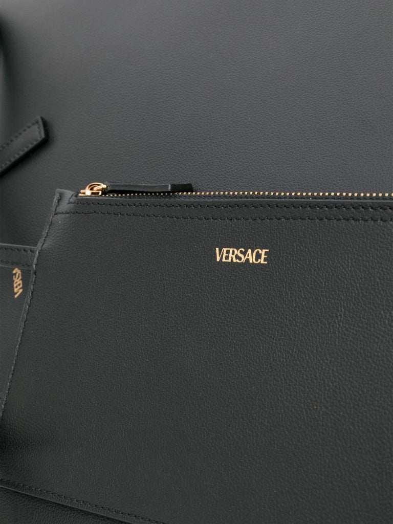 Black Virtus Leather Tote Bag