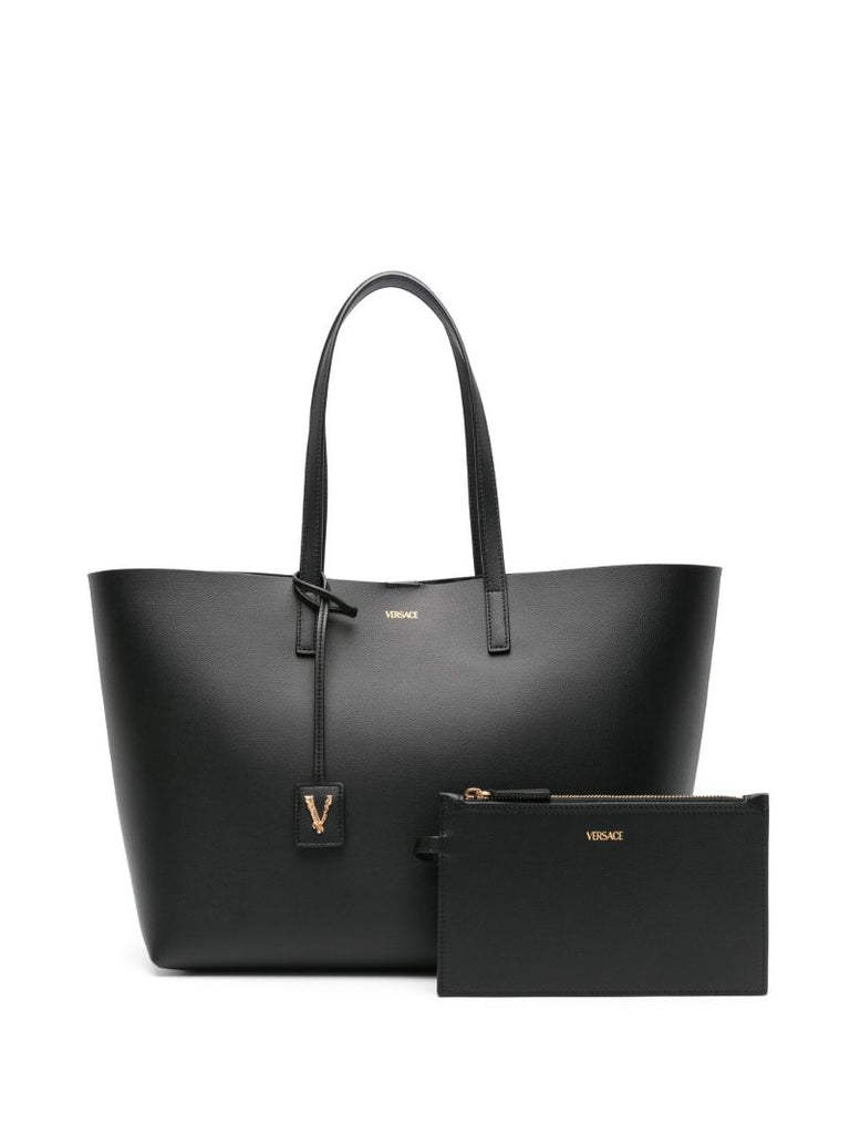 Black Virtus Leather Tote Bag
