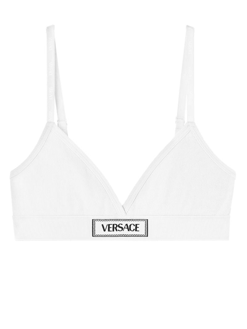 White '90s Vintage Logo Ribbed Bra