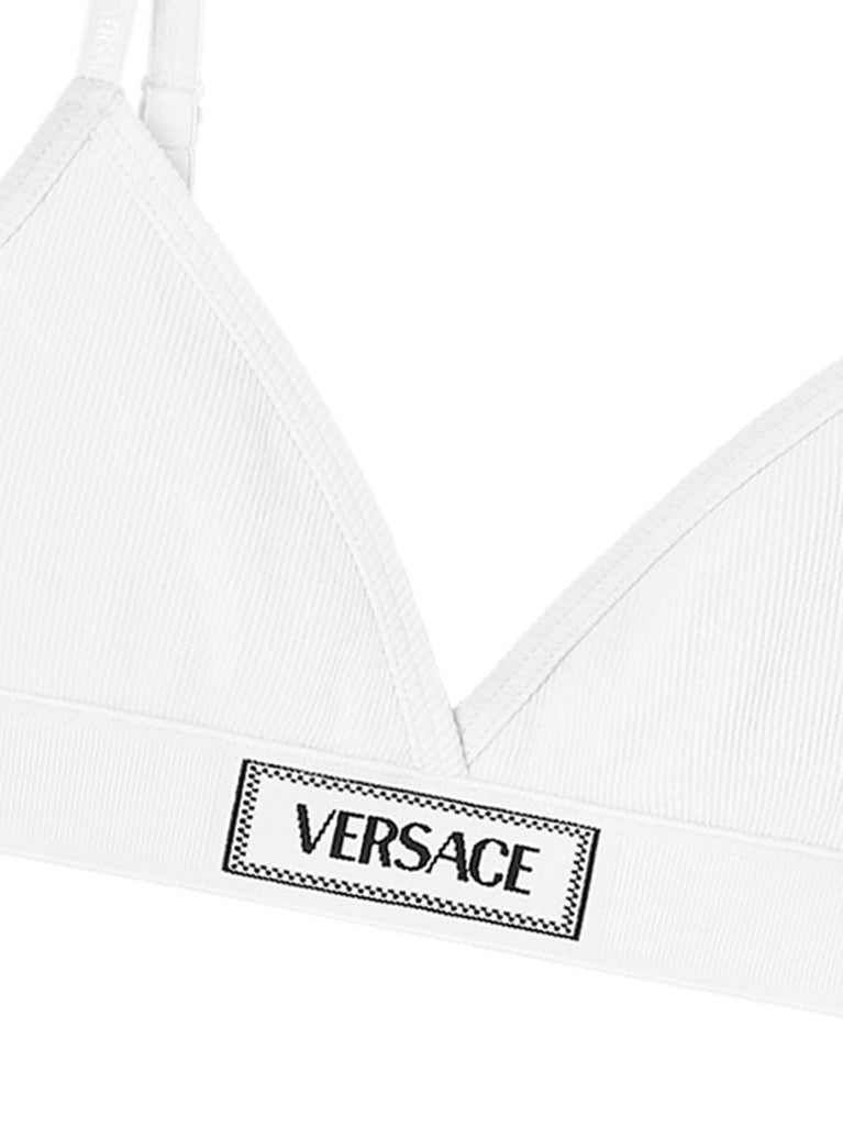 White '90s Vintage Logo Ribbed Bra