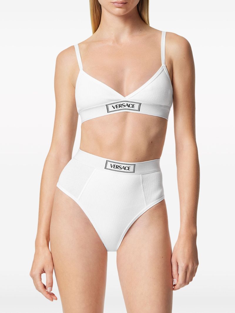 White '90s Vintage Logo Ribbed Bra
