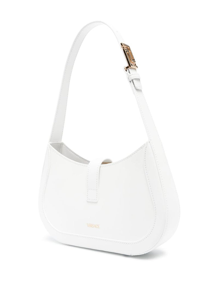 White Greca Goddess Leather Shoulder Bag