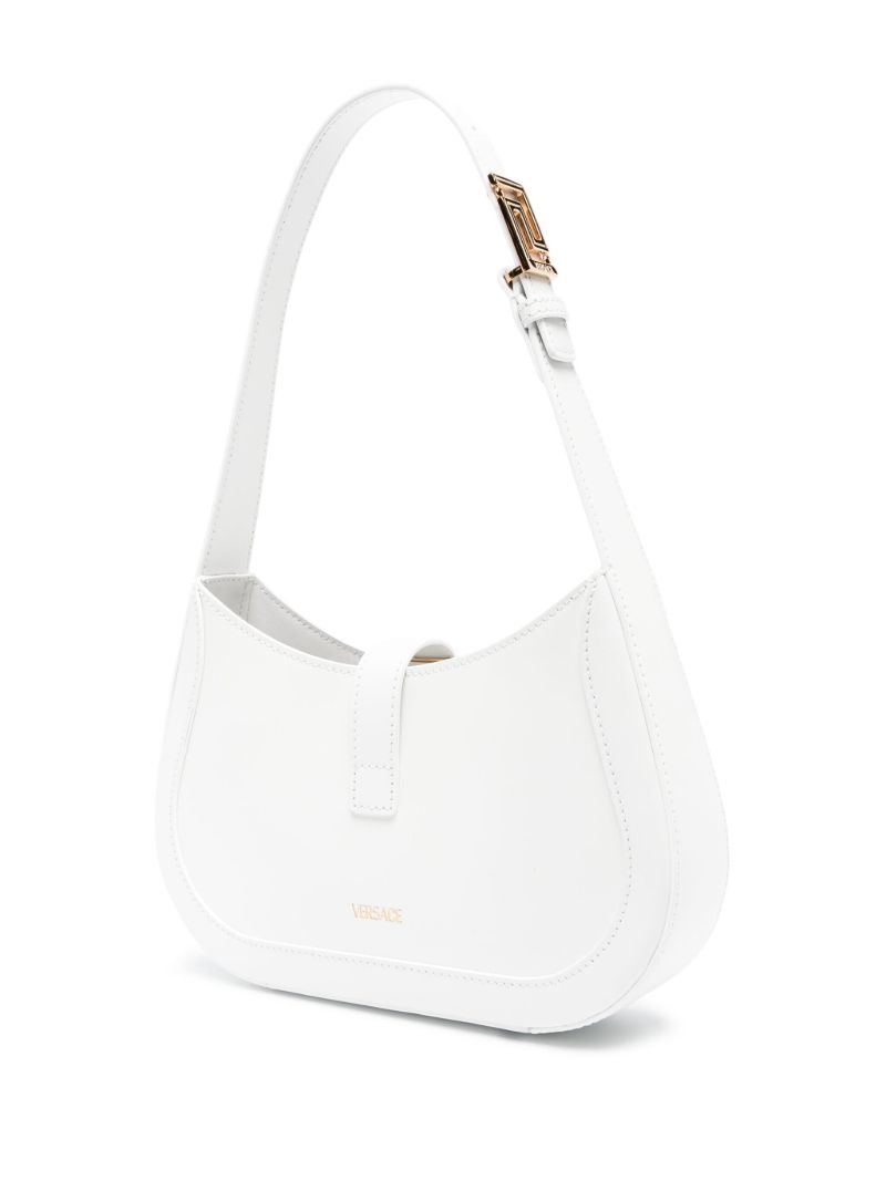 White Greca Goddess Leather Shoulder Bag