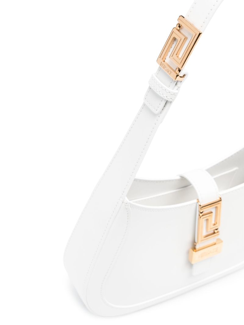 White Greca Goddess Leather Shoulder Bag
