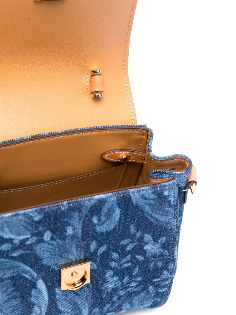 Blue La Medusa Small Barocco Denim Handbag