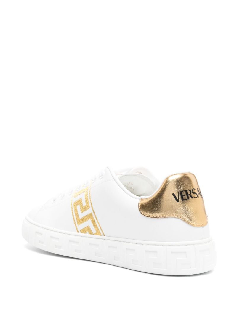 White Greca Embroidered Leather Sneakers