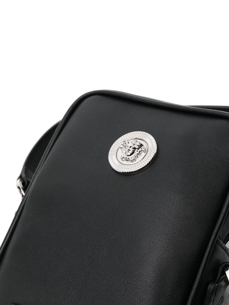 Black Medusa Biggie Small Leather Messenger Bag