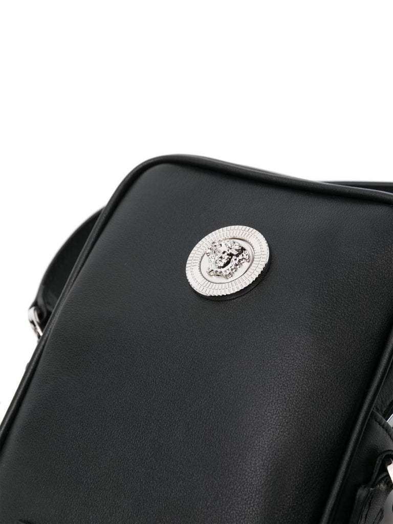 Black Medusa Biggie Small Leather Messenger Bag