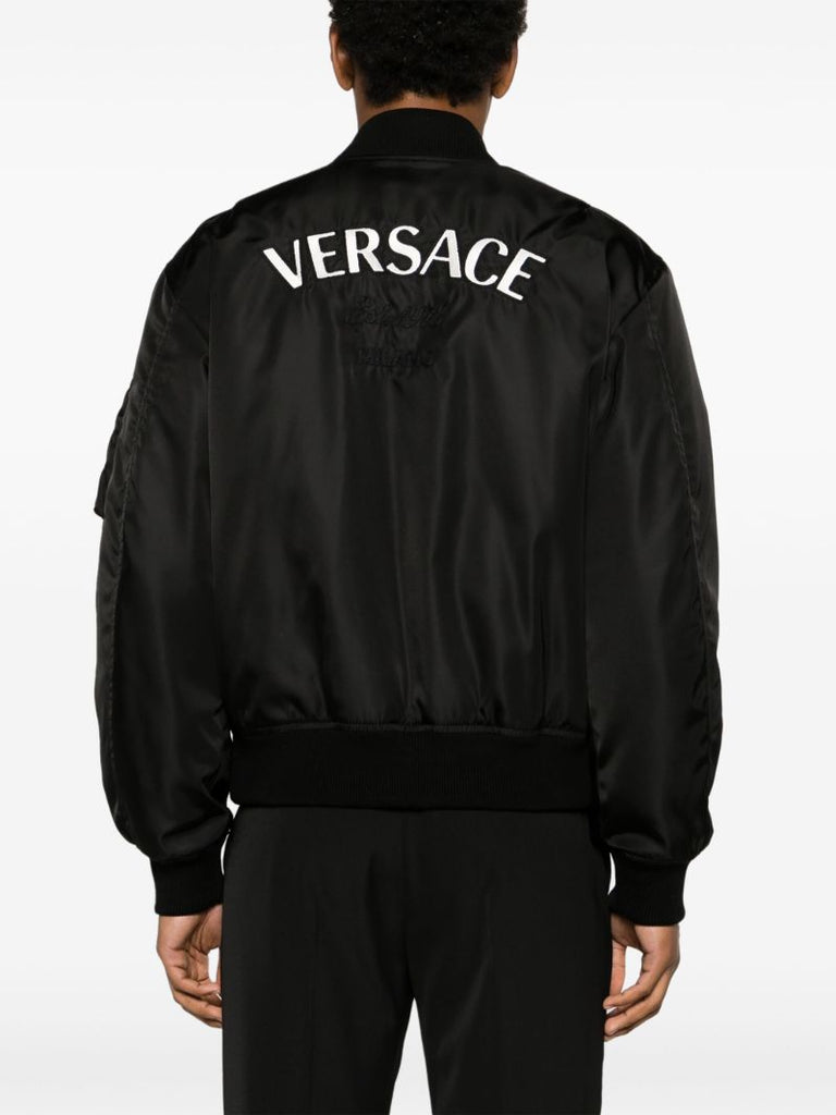 Black Logo-embroidered Bomber Jacket