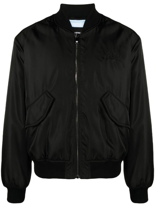 Black Logo-embroidered Bomber Jacket
