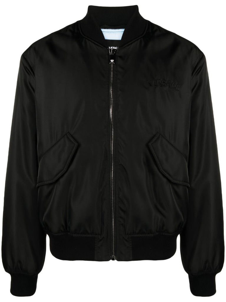 Black Logo-embroidered Bomber Jacket
