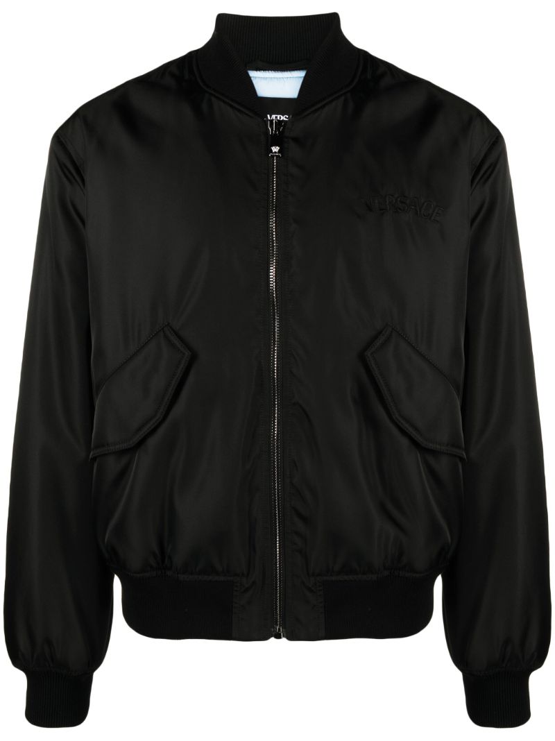 Black Logo-embroidered Bomber Jacket