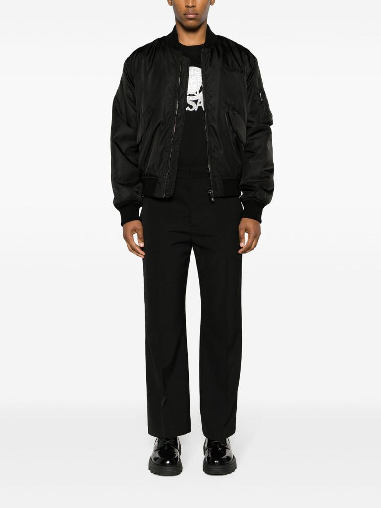Black Logo-embroidered Bomber Jacket