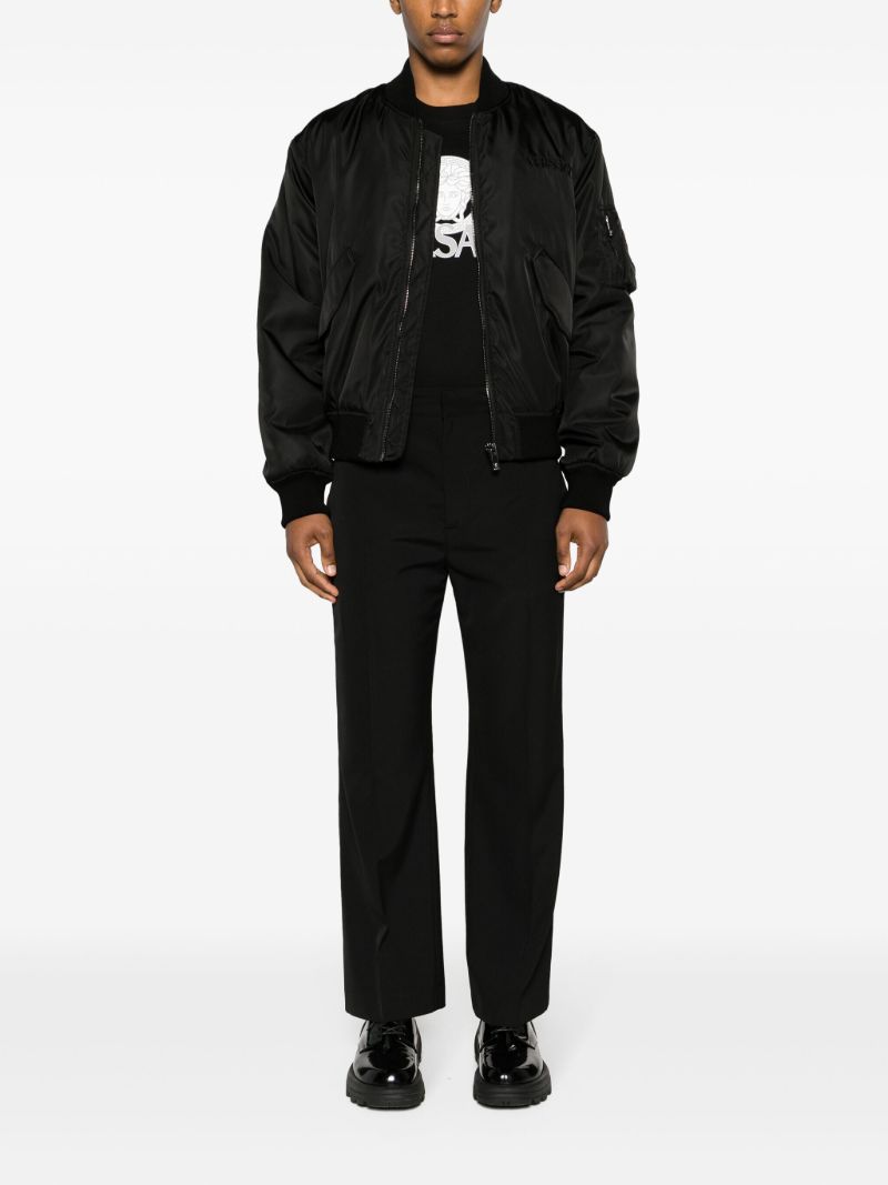 Black Logo-embroidered Bomber Jacket